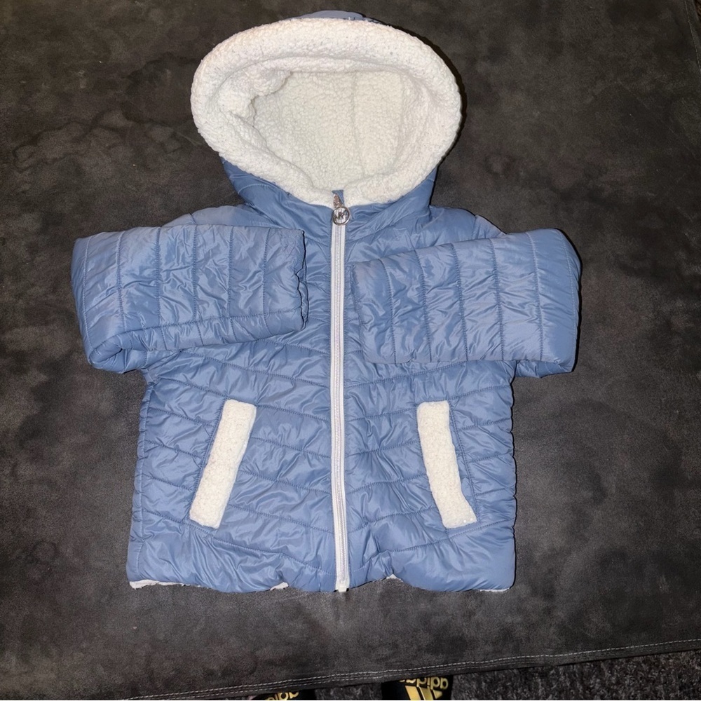 Michael Kors Girls Sherpa Lined Puffer Jacket Blue Size 5/6